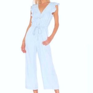 SANCTUARY BNWT Mica Ruffle Sleeve Cropped Chambray Jumpsuit size M